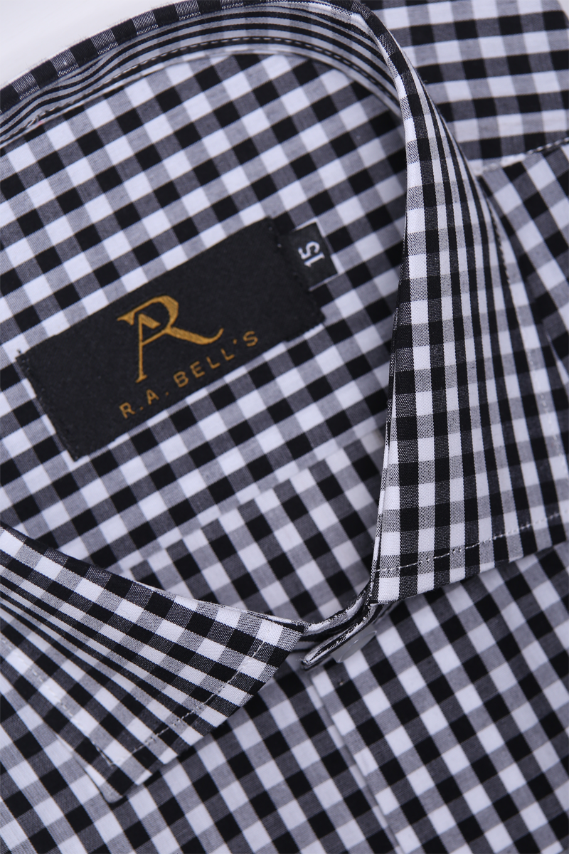 Black Gingham Check Formal Shirt
