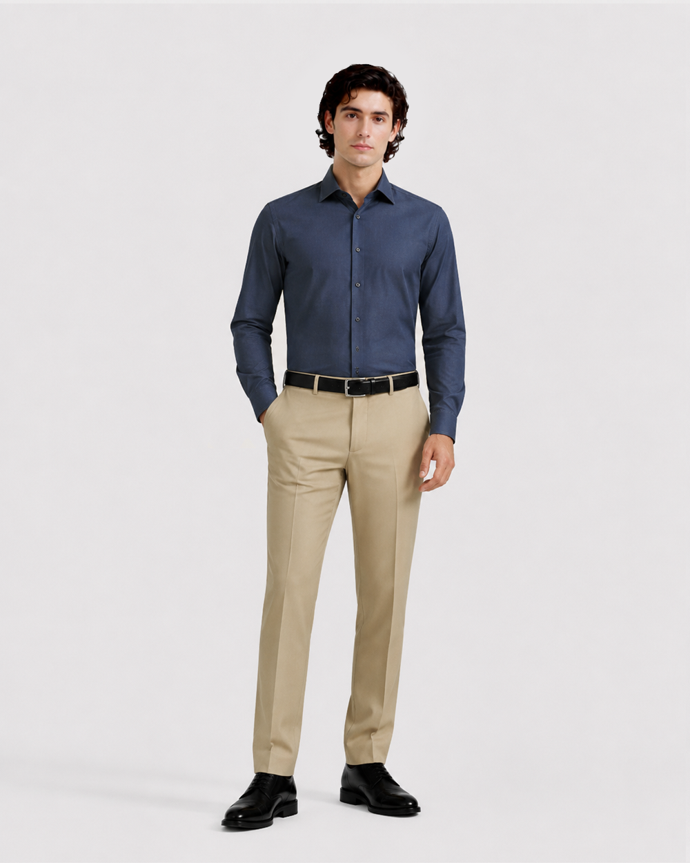 Steel Blue Textured Shirt