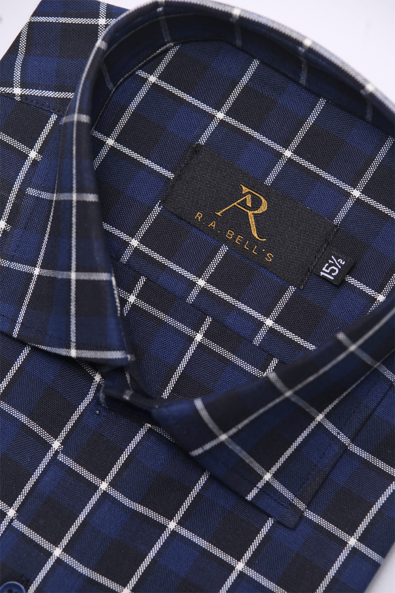 Navy Blue Heritage Check Shirt