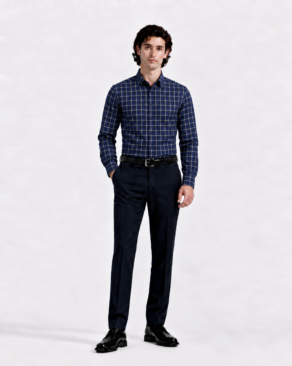 Navy Blue Heritage Check Shirt