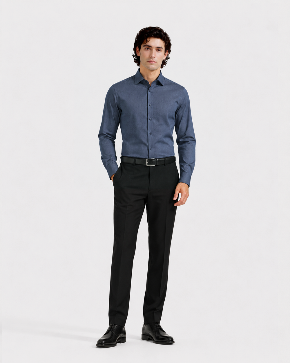 Steel Blue Textured Shirt (Copy)