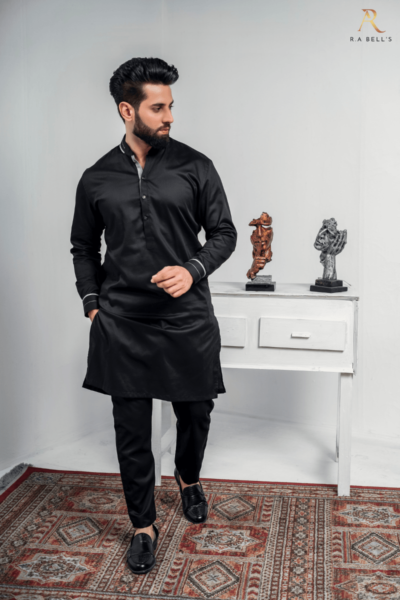 Jet Black Kurta Pajama