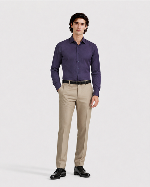Deep Plum Twill Formal Shirt