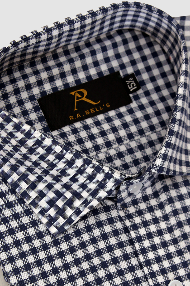 Navy Gingham Check Shirt