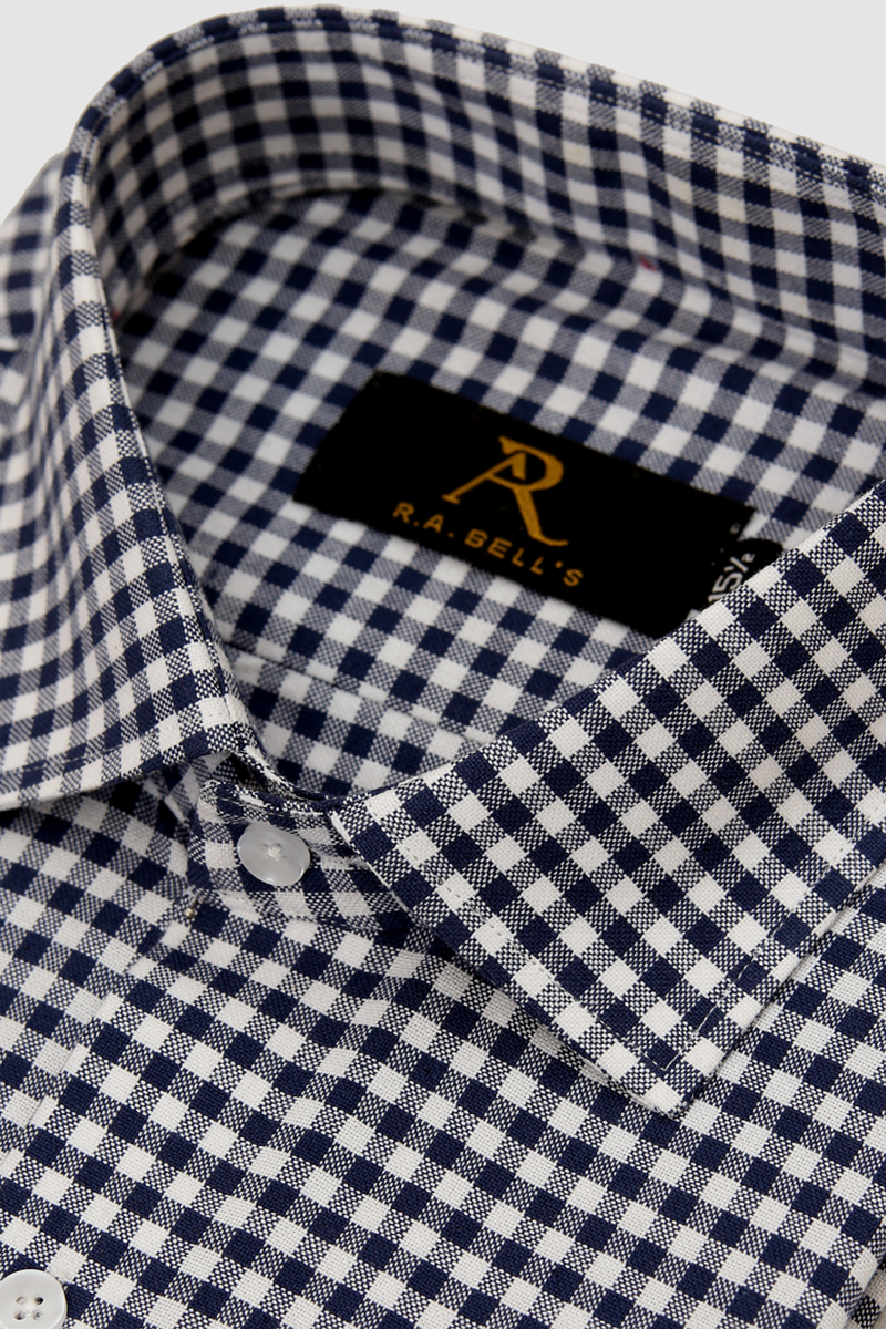 Navy Gingham Check Shirt