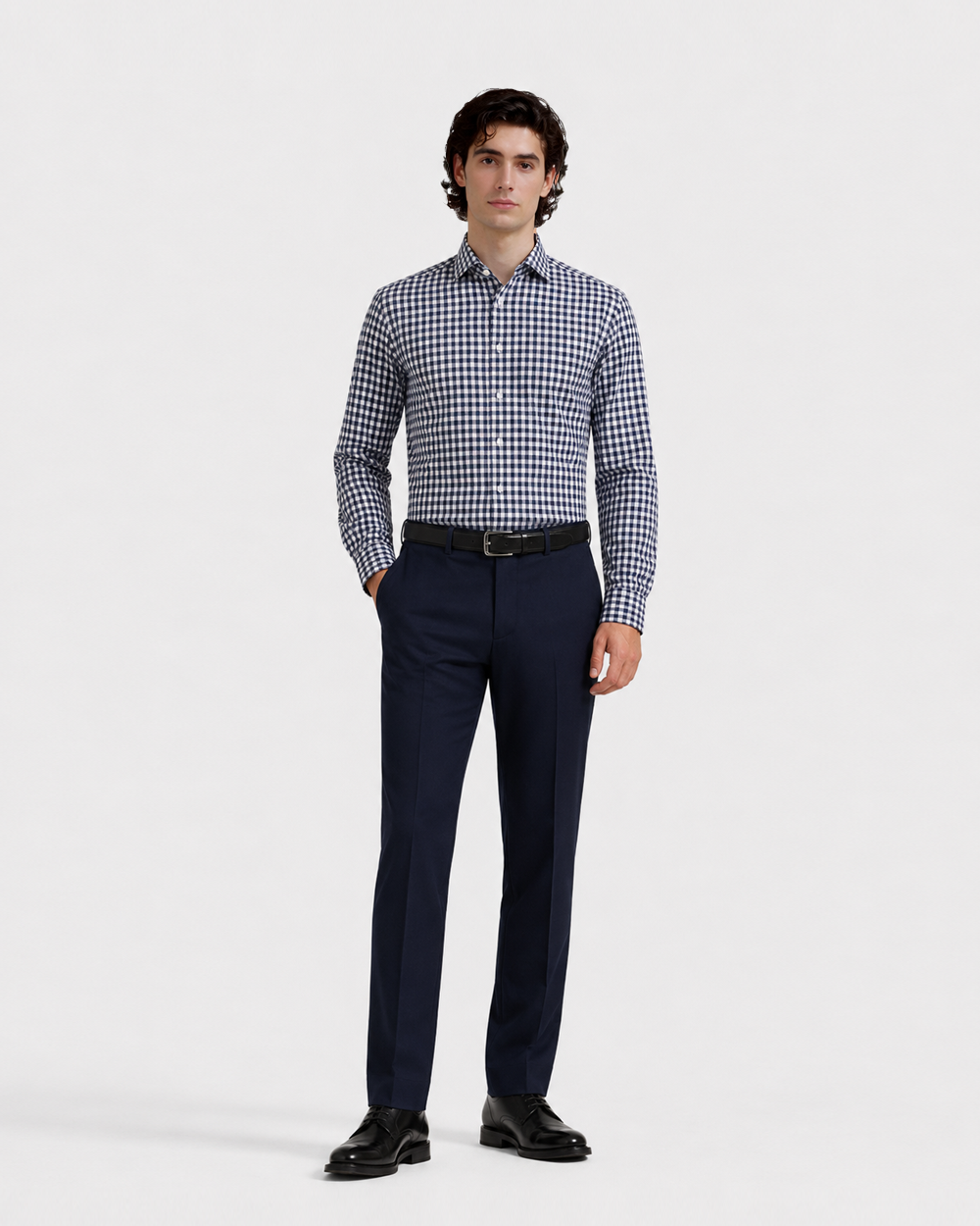 Navy Gingham Check Shirt