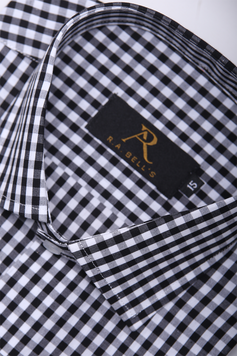 Black Gingham Check Formal Shirt
