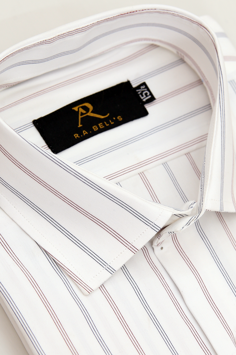 White Multi-Stripe Formal Shirt