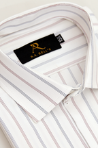 White Multi-Stripe Formal Shirt