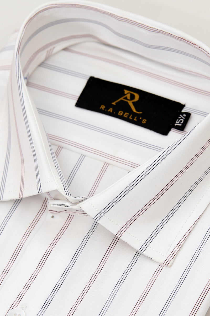 White Multi-Stripe Formal Shirt