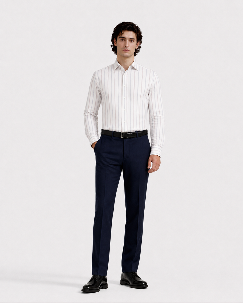 White Multi-Stripe Formal Shirt