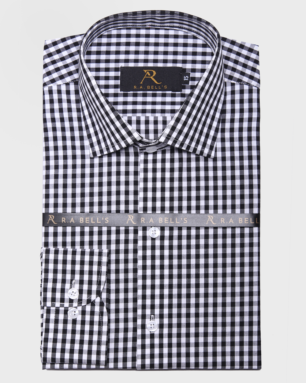 Black Gingham Check Formal Shirt