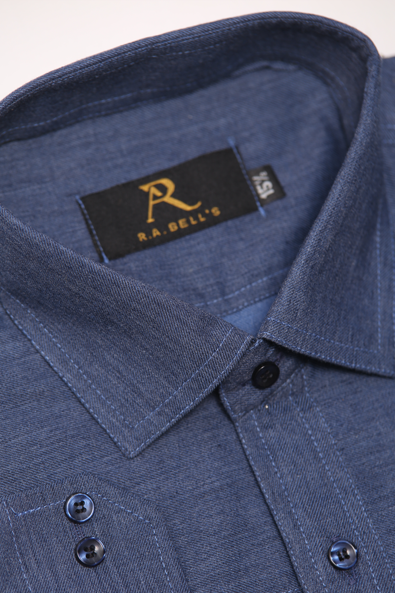Double Pocket Blue Craftsman Shirt