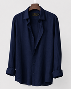 Navy Blue Linen Shirt